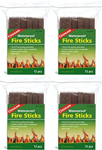 Coghlan's Waterproof Fire Sticks Tinder Emergency Fire Starters (4-Pack of 12)