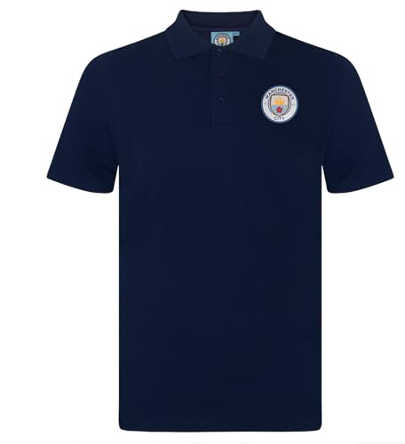 Manchester City Mens Polo Shirt Crest Official Football Gift