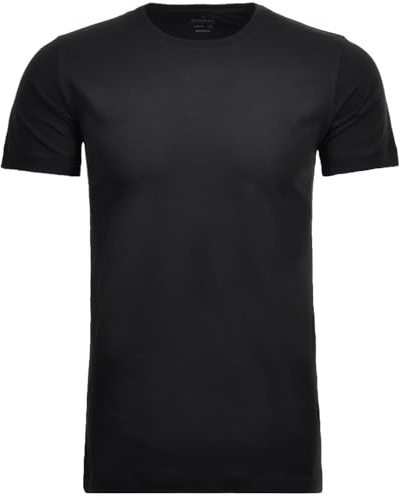 Ragman Herren 2 T-Shirt Doppelpack Bodyfit mit Rundhals, Schwarz, L