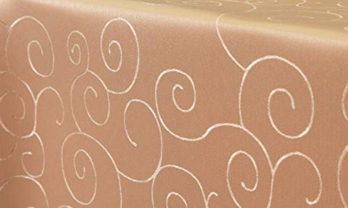 First-Tex Ornament Damast Tischdecke eckig 110x140 orange*