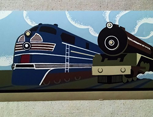 Trains Wallpaper Border ? Art Deco - Railfans- Bright