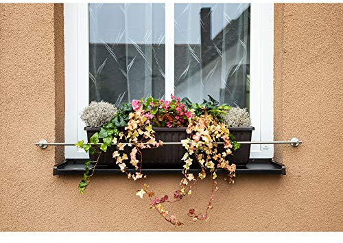 Blumenkastenhalterung an die Fassade 12x1200mm, Rostfreier Stahl V2A, Installation von Dübeln an der Fassade