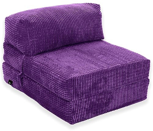 Gilda Jazz Chair Bed Fold Out Futon Single Mattress Corduroy (Budget, Purple)