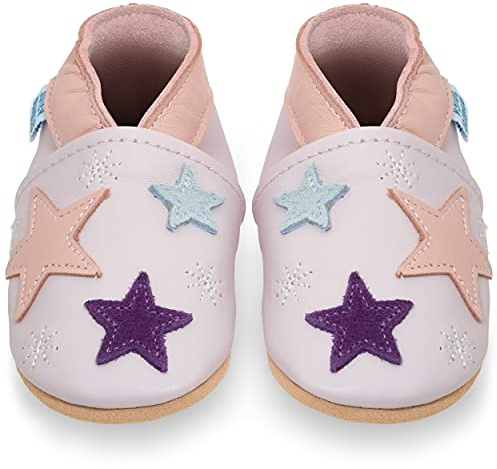 Scarpe Bimba Primi Passi Scarpine Neonata in Morbida Pelle - Stelle - 6-12 Mesi