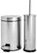Harbour Housewares 3L Bathroom Bin & Brush Set - Chrome - 2pc Round Stainless Steel Pedal Bin & Toilet Brush Set Slim Small Trashcan for Kitchen Waste, Bathroom Rubbish