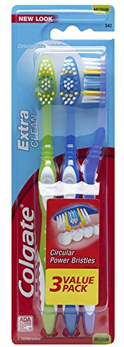 Colgate Extra Clean Full Head Toothbrush, Medium - 3 Count