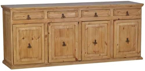 MiaMöbel Sideboard Mexico Möbel 210x87x52 cm Landhausstil Massivholz Pinie Honig