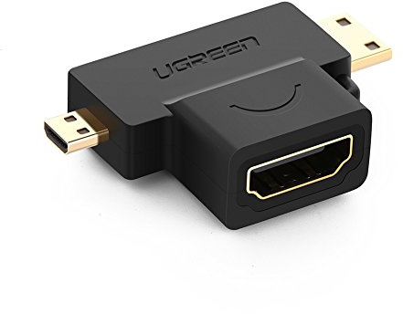 Ugreen 20144 HDMI Mini-HDMI + Micro-hDMI Noir, Or Adaptateur de câble vidéo – adaptateurs de câble vidéo (HDMI, Mini-HDMI + Micro-hDMI Femelle, Femelle, Or, Noir, Or)