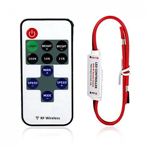 Mini 12V Controlador de Interruptor Control Remoto Inalámbrico Dimmer Llevado Luz Tira
