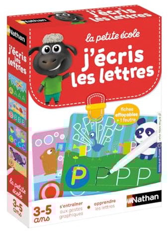 Nathan - La Petite Ecole, J'Ecris les Lettres - S'entrainer aux Gestes Graphiques, Apprendre les Lettres - Jeu Educatif - Coffret de 6 Progressifs - Pour Enfants à partir de 3 ans