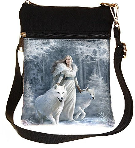 Nemesis Now Schultertasche, Motiv: Winter-Wächter, 23 cm, Weiß, Kunstleder und Leinen, Einheitsgröße, Design von Anne Stokes