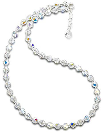Schöner SD Halskette 6mm Kristallperlen Crystal Aurora Boreale 925 Silber 45cm