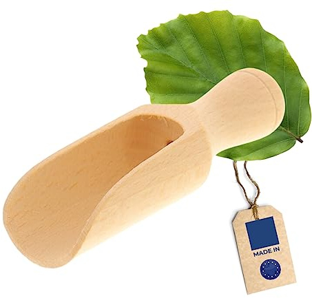 Dosier-Schaufel aus Holz, 14 cm, Mess-Löffel für Gewürze, Tee, Kaffee & Getreide, sicheres Dosieren, Abwiegen, Befüllen in Vorratsbehältern, Teedosen & Einmachgläsern