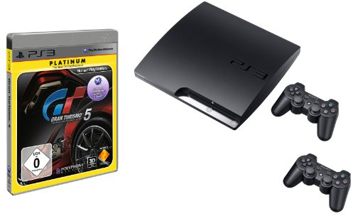 PlayStation 3 - Console Slim Black 320GB (K-Model) + 2 DualShock 3 Wireless Controller + Gran Turismo 5 [import allemand]