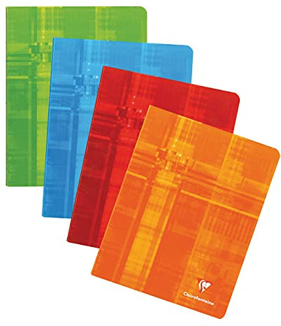 Clairefontaine 383C - Schulheft / Heft 16,5x21 cm, 48 Blatt 90g, liniert mit Rand, geheftet, farbig sortiert, 1 Stück
