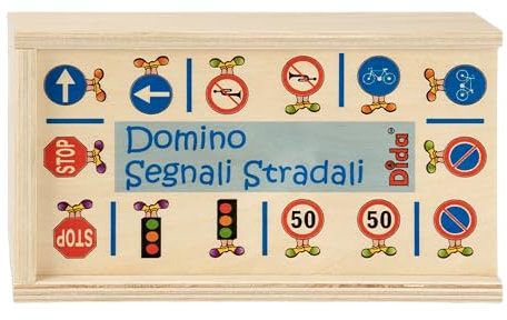 Dida - Erkunde die Straßenschilder: Domino-Spiel aus Holz, 28 Bunte Spielsteine, Lernspiel für Kinder von 4-7 Jahren - Spielend Lernen!