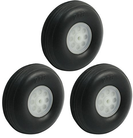 Sourcingmap 3pcs RC Model Plane Aircraft Landing PU Tire Wheel D50mm H20mm d3mm