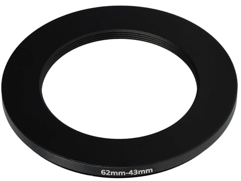 vhbw Step-Down-Ring Adapter von 62 mm auf 43 mm für Kamera Objektiv | Filteradapter, Metall Schwarz
