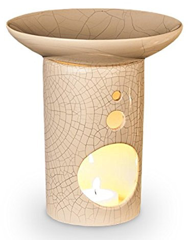 Aromalampe Chi aus Keramik mit Weisscraquelée 14 cm hoch Schale Ø ca. 14,5 cm, Duftlampe Stövchen Diffuser, Raumduft Aromatherapie