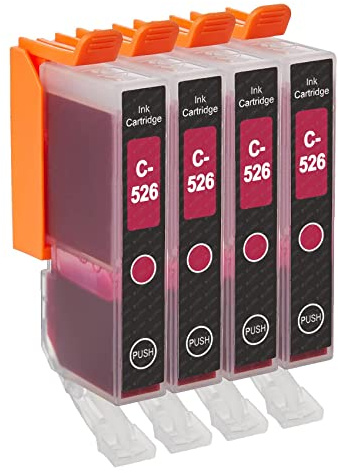 Go Inks C-526M Compatible Magenta Ink Cartridge to replace Canon CLI-526M for use with Canon PIXMA Printers (Pack of 4), High Capacity