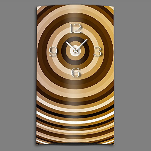 dixtime Retro 70er braun Designer Wanduhr modernes Wanduhren Design leise kein Ticken 3D-0217