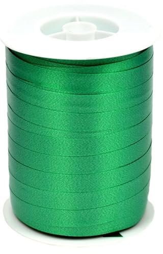 Geschenkband Ringelband 10mm x 250m wasserfest - 30 FARBEN in 5/10/19/31/50mm - Dekoband aus Kunststoff - Polyband Schleifenband zum Basteln von Schleifen und Luftballons - Grün