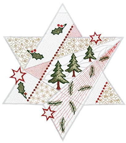 Plauener Spitze Fensterbild Stern Tannenbaum 23 x 26 cm in 2 verschiedenen Farben (Fensterbild Stern gold)