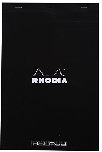 RHODIA 19559Amzc - Stapled Notepad Dot pad N°19 Black - A4+ - Dot Dotted - 80 Detachable Sheets - White Clairefontaine Paper 80 g/m - Soft and Resistant Coated Card Cover, 210 x 318 mm