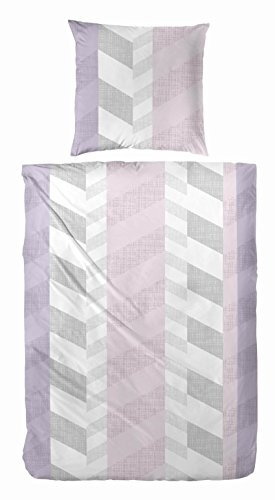 Hahn Biber Bettwäsche 172029 in rosa Silber 135x200 + 80x80 cm