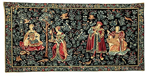 BelgianTapestries edler gewebter Wandbehang Gobelin Mittelalter 90 x 45cm