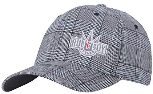 2Stoned Flexfit Baseball Cap Glen Check mit Stick Rudeboy Stylee Schwarz/Weiss Größe L/XL (57cm - 60cm) für Damen und Herren