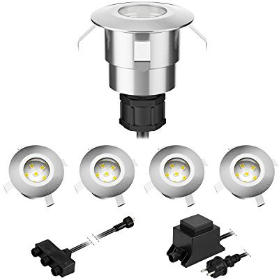 ledscom.de LED Boden-Einbauleuchte Atria für außen Aluminium kalt-weiß, je 14lm, IP65, 40mm Ø, 5er Set