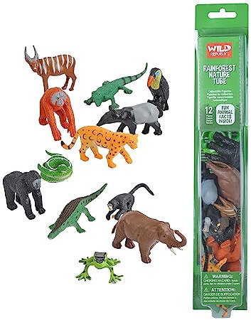 Wild Republic 12233 12755 - Nature Tube Spielset, Tierwelt Regenwald, 32 cm, Grüne