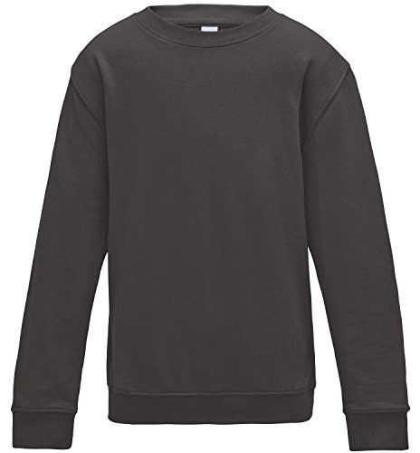Awdis Just Hoods Childrens/Kids Plain Crew Neck Sweatshirt (9-11 Years) (Charcoal)