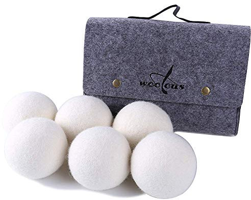 Woolous XL 6er-Pack Neuseeland reines organisches ungiftiges Merino Wolltrockner Bällchen, wiederverwendbar, Falten reduzieren, Trockenzeit sparen Gefilzter Wäschetrockner-Ball (2,75 Zoll / 6er-Pack)