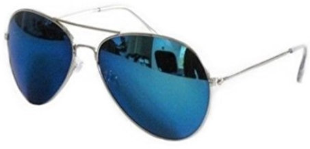 PURECITY© - Lunettes de soleil Aviateur - Pilote - Fbi - Monture argent - Verre effet miroir bleu - Fashion tendance