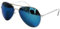 PURECITY© - Lunettes de soleil Aviateur - Pilote - Fbi - Monture argent - Verre effet miroir bleu - Fashion tendance