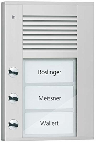TCS Tür Control Audioaußenstation1-reihig PDS03-EN/04 3 Tasten AP Silber Türstation für Türkommunikation 4035138025607