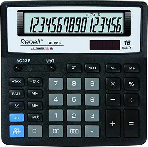 Rebell RE-BDC316 Tischrechner BDC316, 16 stelligem angewinkeltem LCD-Display, schwarz