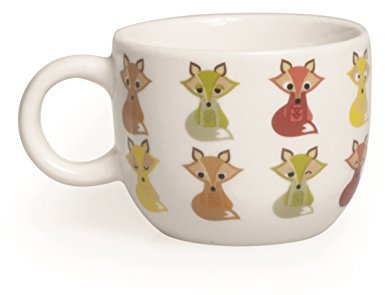 Excelsa Tazze Animals Tazza caffè Volpe 70 ml, Porcellana, Bianco/Multicolore, 6.3x6.3x4.8 cm