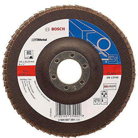 Bosch Professional Fächerschleifscheibe (für Winkelschleifer verschiedene Materialien, gerade Ausführung, Ø 125 mm, Körnung 40), 2608607353