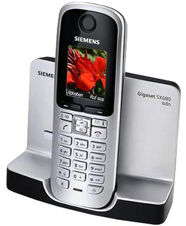 Siemens Gigaset SX680 ISDN schnurloses ISDN-Telefon mit beleuchtetem Farbdisplay, Bluetooth und HDSP, titanium