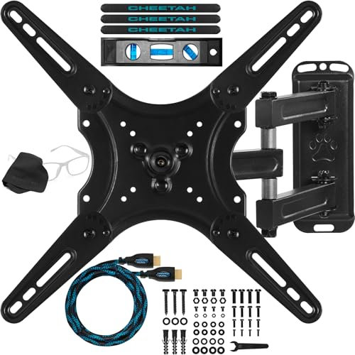 Cheetah Mounts Cheetah Mounts ALAMLB Supporto da Parete e da Soffitto per TV da 2 a 55 pollici. Adatto a TV con VESA fino a mm 4 x 4 e kg 3 di peso. Cavo HDMI “Twisted Veins”