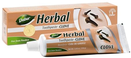 Dabur Herbal Clove Oil Toothpaste - 154g | Cavity Protection Toothpaste | Naturally Prevents Tooth Decay | Infused Clove Oil | for Strong Antibacterial Properties & Promotes Oral Health