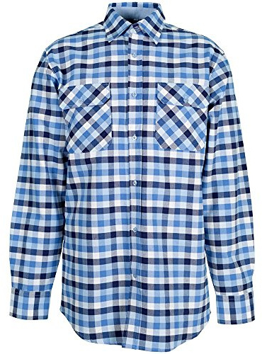 Planam 0480049 Hemden Countryhemd 1/1 Arm, Blau Kariert, Größe 49/50