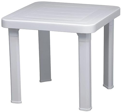 resol grupo garbar Andorra Mesa Auxiliar Exterior 47x47 | jardín, terraza, balcón, Playa, Piscina, Picnic, Camping, Catering | diseño, Ligero, Multiusos, Desmontable | Blanco
