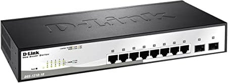 D-Link DGS-1210-10 10-Port Gigabit Smart Switch (8 x 10/100/1000 Mbit/s Base-T-Ports, 2 x 100/1000 Mbit/s SFP-Ports), schwarz / grau