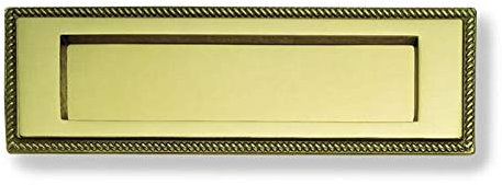 Golden Grace Georgian Design Letter Plate in Brass Finish with Fittings, Mail Slot - 8 x 3