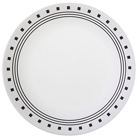 Corelle Livingware Black/White Glass City Block Luncheon Plate 12 pk