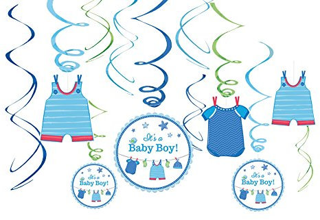 amscan 10118307 671491 DekoSpiralen Shower with Love, Boy, Amerikanische Größe